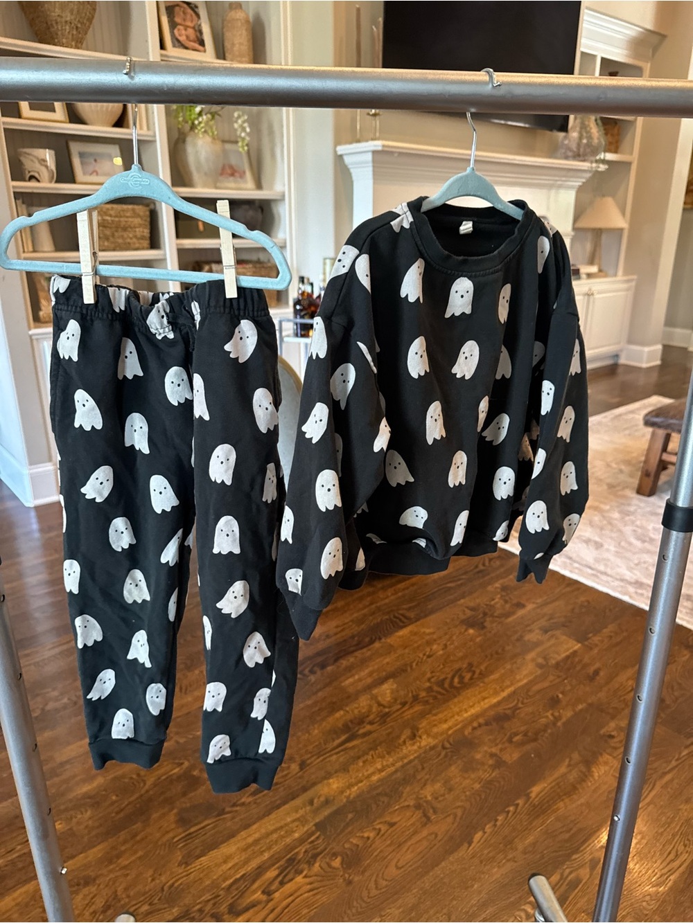 Quincy Mae Black and White Ghost Print Kids Pajama Set